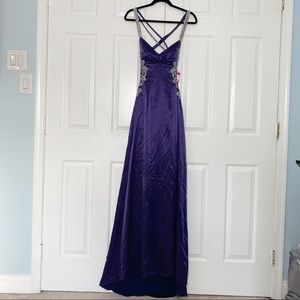 Morgan&Co Violet Satin Gown Rhinestones Sz 5/6 NWT
